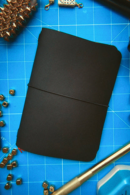 Traveler’s Style Leather Journal Cover - Black - A6 Size