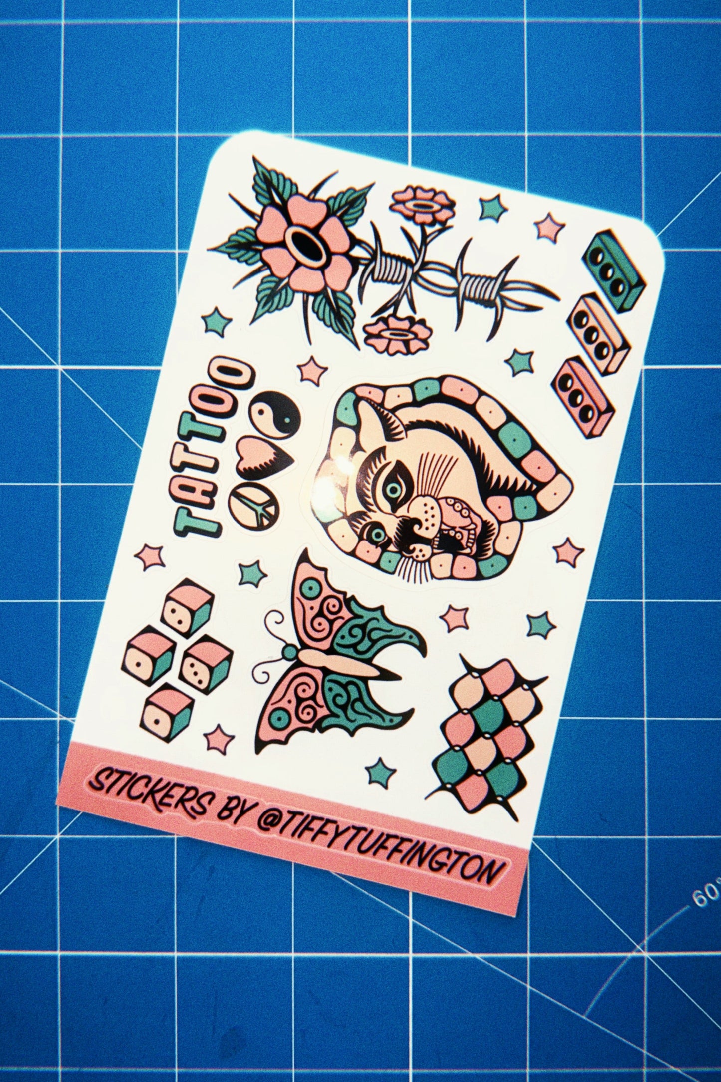 TRUQUOISE PEACH TATTOO STICKER SHEET