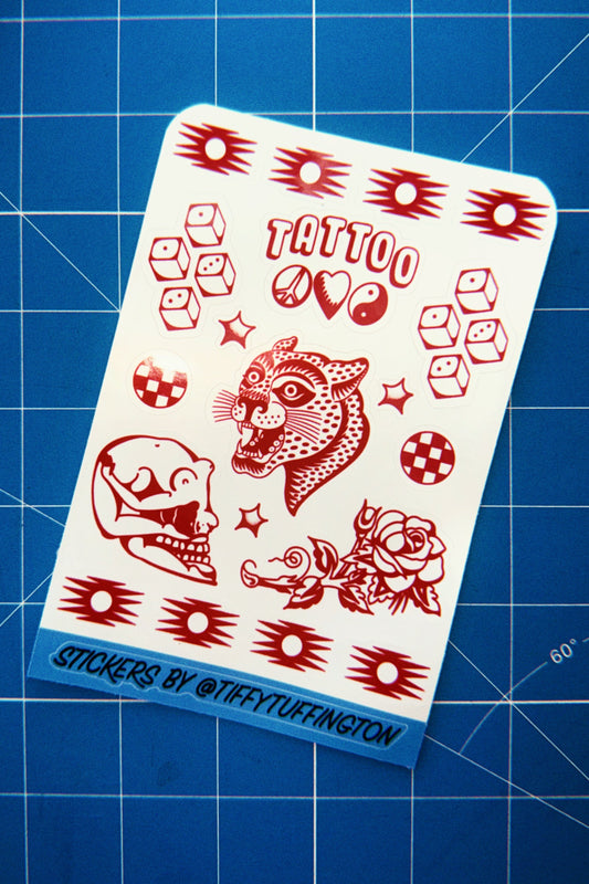 RED TATTOO STICKER SHEET