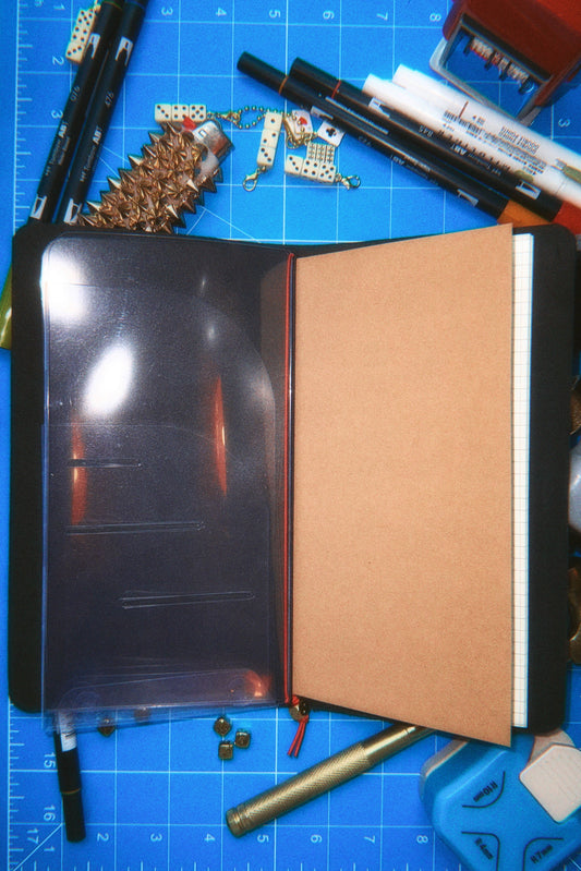 Traveler’s Style Leather Journal Cover - Black - Standard Size