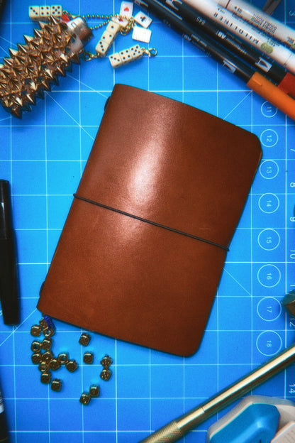 Traveler’s Style Leather Journal Cover - Brown - A6 Size